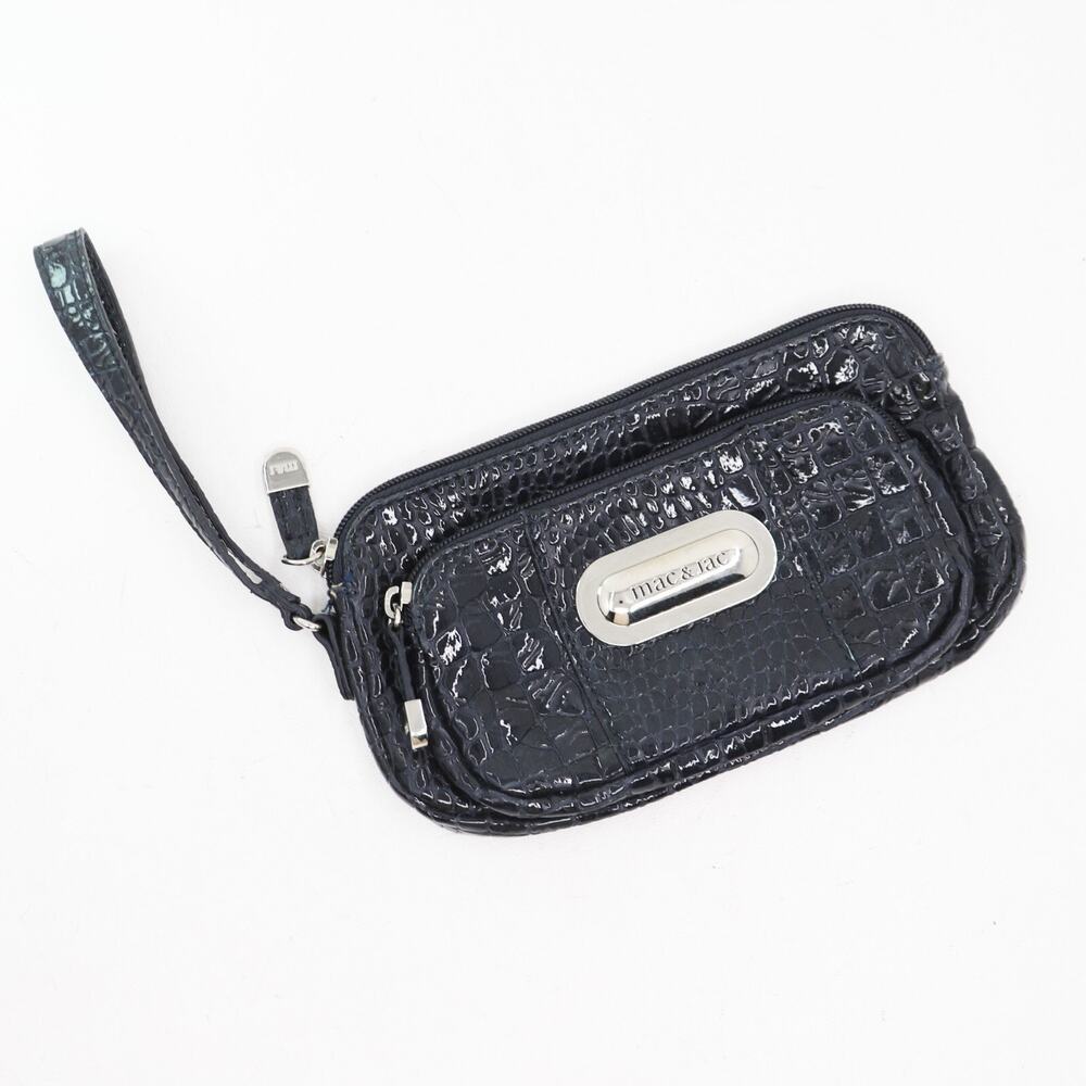 Mac & Jac Wristlet Handbag Women Midnight Blue Black Croc Purse Shoulder Bag